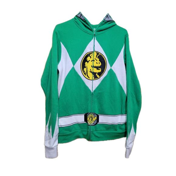 Mighty Morphin Power Rangers Costume Hoodie Full Zip Mens Small Green - Picture 4 of 7